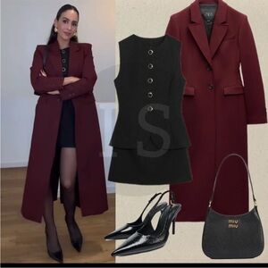 ZARA Burgundy Long fitted Coat